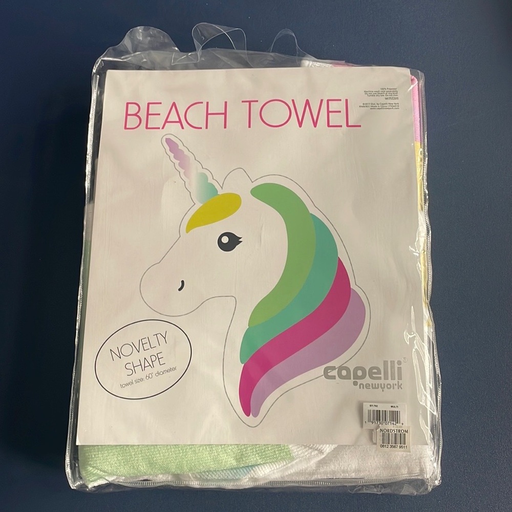 Unicorn Beach Towel - 60” diameter - BRAND NEW
